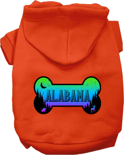 Sudadera con capucha serigrafiada para perros y gatos, para mascotas medianas y grandes (tallas 2XL-6XL), "Alabama Mountain Shades"