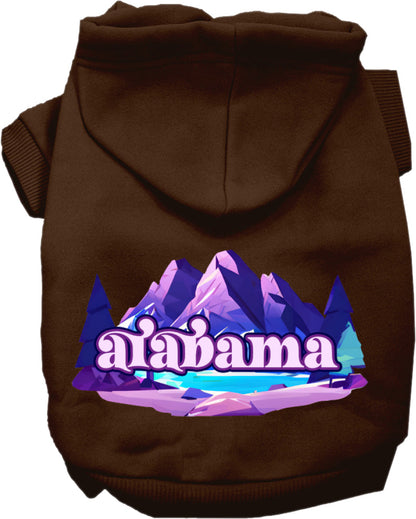 Sudadera con capucha serigrafiada para perros y gatos, para mascotas pequeñas y medianas (tallas XS a XL), "Alabama Alpine Pawscape"