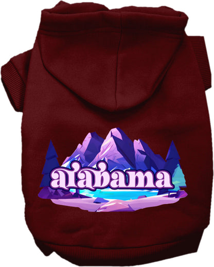 Sudadera con capucha serigrafiada para perros y gatos, para mascotas pequeñas y medianas (tallas XS a XL), "Alabama Alpine Pawscape"