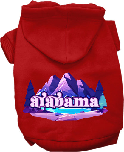 Sudadera con capucha serigrafiada para perros y gatos, para mascotas pequeñas y medianas (tallas XS a XL), "Alabama Alpine Pawscape"