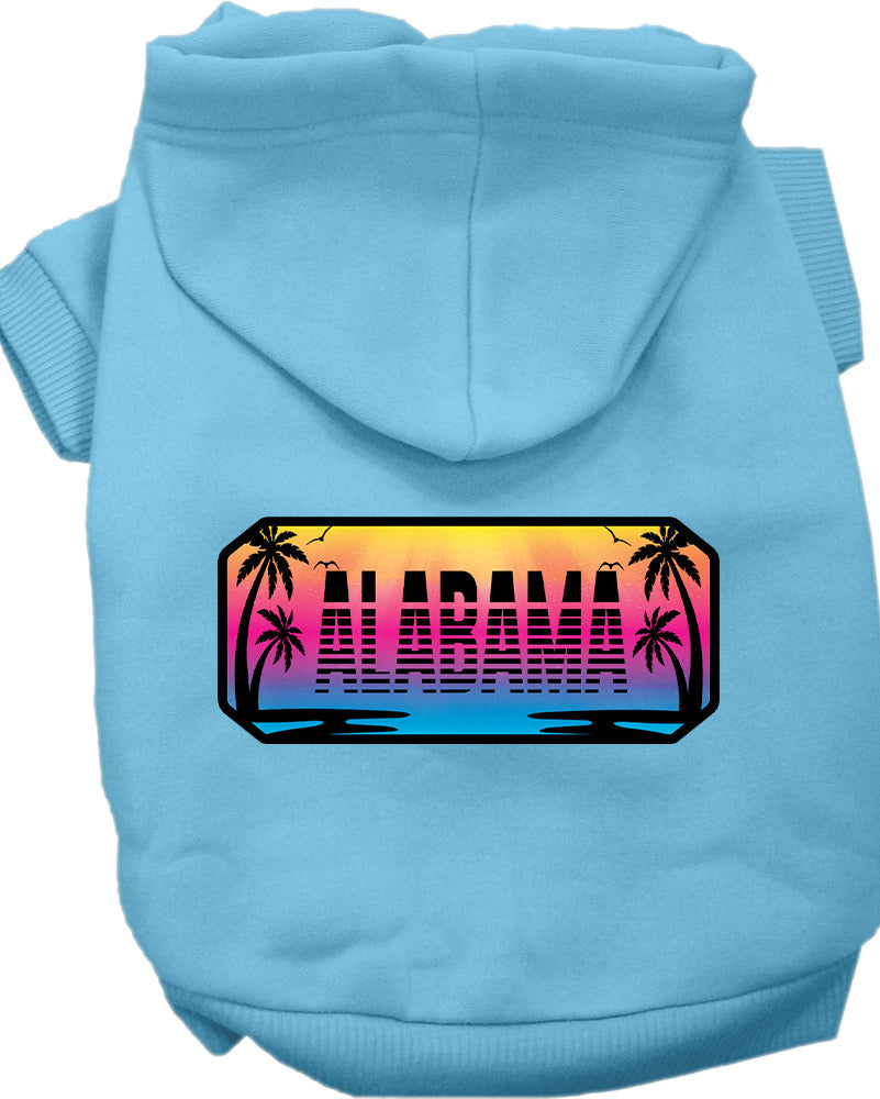 Pet Dog & Cat Screen Printed Hoodie for Medium to Large Pets (Sizes 2XL-6XL), "Alabama Beach Shades"