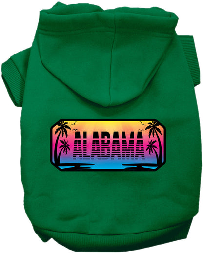 Pet Dog & Cat Screen Printed Hoodie for Medium to Large Pets (Sizes 2XL-6XL), "Alabama Beach Shades"