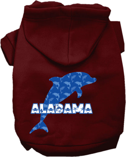 Pet Dog & Cat Screen Printed Hoodie for Medium to Large Pets (Sizes 2XL-6XL), "Alabama Blue Dolphins"