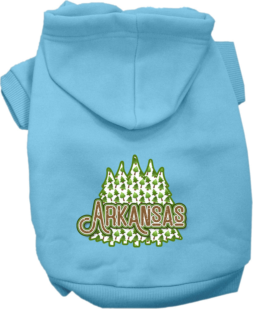 Sudadera con capucha serigrafiada para perros y gatos, para mascotas pequeñas y medianas (tallas XS a XL), "Arkansas Woodland Trees"