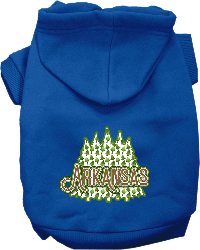 Sudadera con capucha serigrafiada para perros y gatos, para mascotas pequeñas y medianas (tallas XS a XL), "Arkansas Woodland Trees"