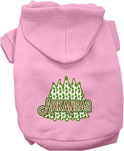 Sudadera con capucha serigrafiada para perros y gatos, para mascotas pequeñas y medianas (tallas XS a XL), "Arkansas Woodland Trees"