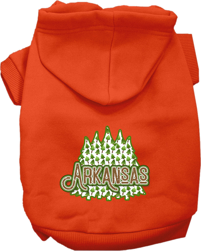 Sudadera con capucha serigrafiada para perros y gatos, para mascotas pequeñas y medianas (tallas XS a XL), "Arkansas Woodland Trees"