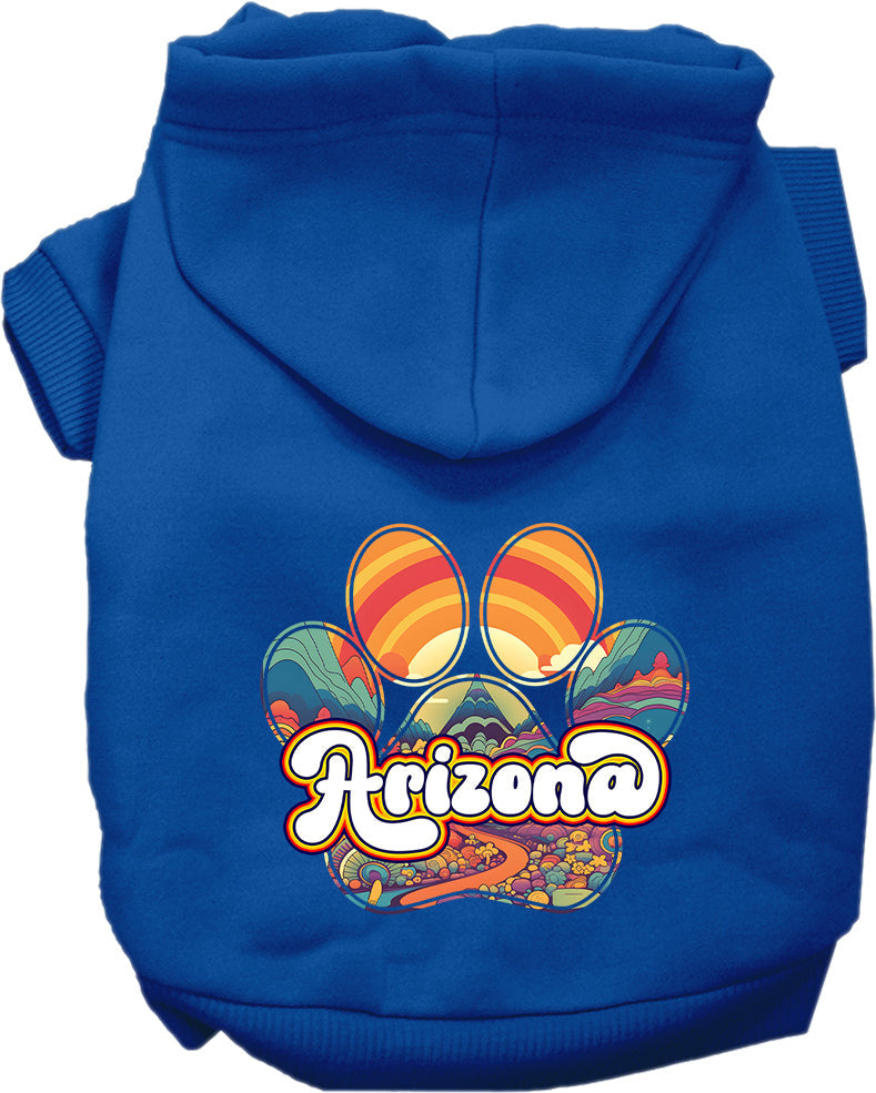 Sudadera con capucha serigrafiada para perros y gatos, para mascotas pequeñas y medianas (tallas XS a XL), "Arizona Groovy Summit"