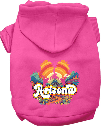 Sudadera con capucha serigrafiada para perros y gatos, para mascotas pequeñas y medianas (tallas XS a XL), "Arizona Groovy Summit"