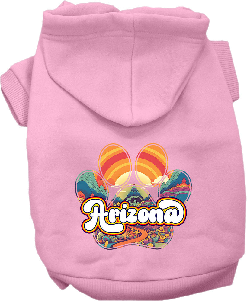 Sudadera con capucha serigrafiada para perros y gatos, para mascotas pequeñas y medianas (tallas XS a XL), "Arizona Groovy Summit"