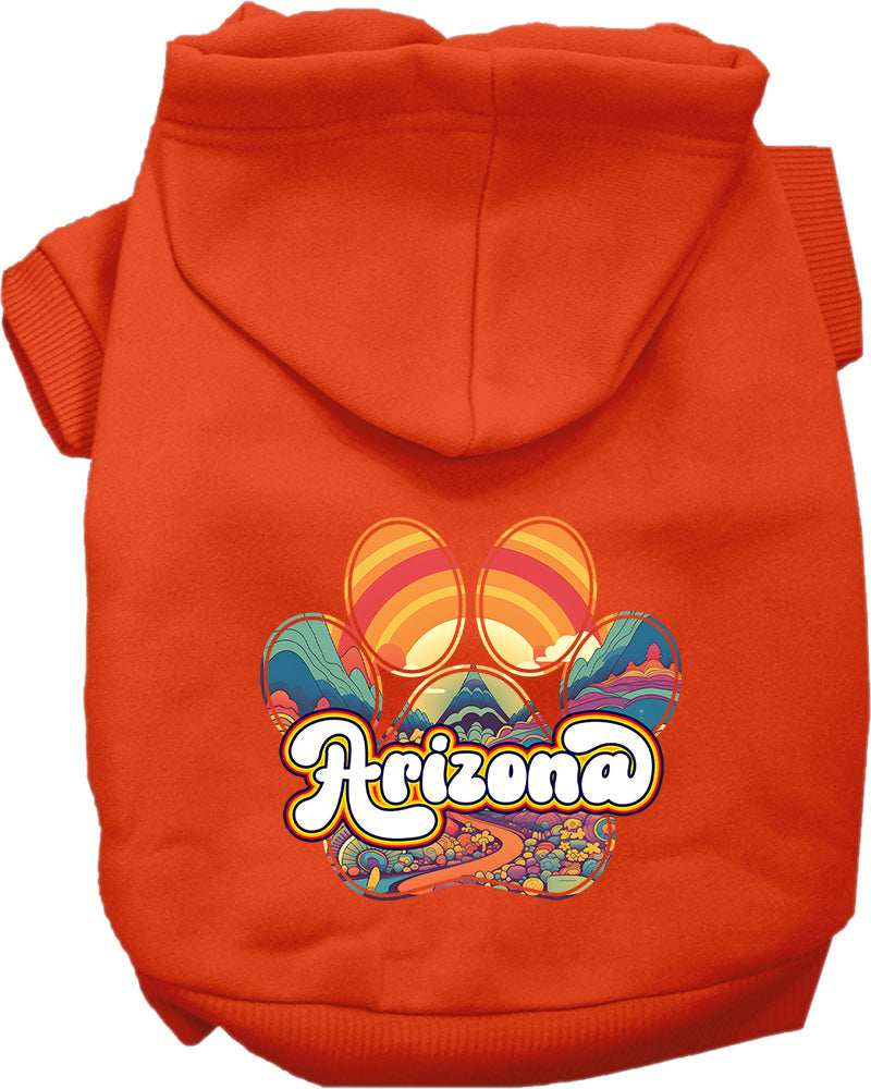 Sudadera con capucha serigrafiada para perros y gatos, para mascotas pequeñas y medianas (tallas XS a XL), "Arizona Groovy Summit"