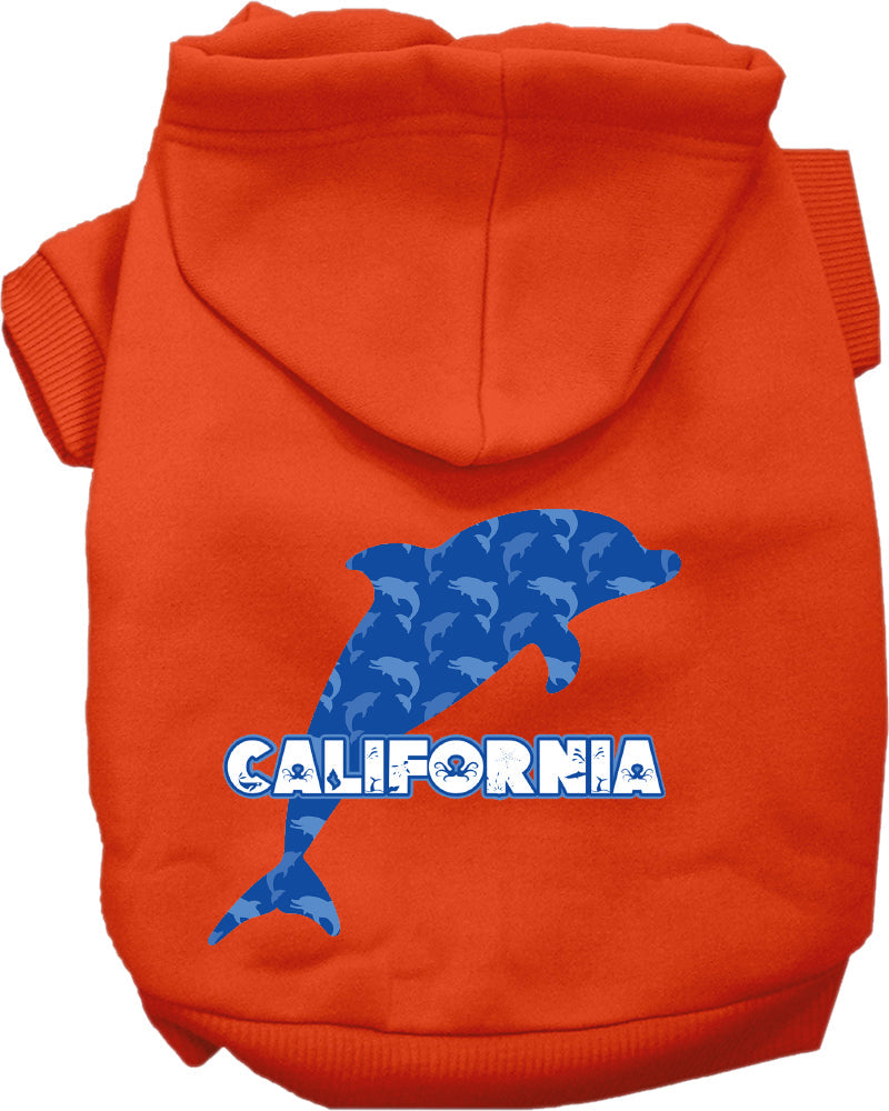 Pet Dog & Cat Screen Printed Hoodie for Medium to Large Pets (Sizes 2XL-6XL), "California Blue Dolphins"