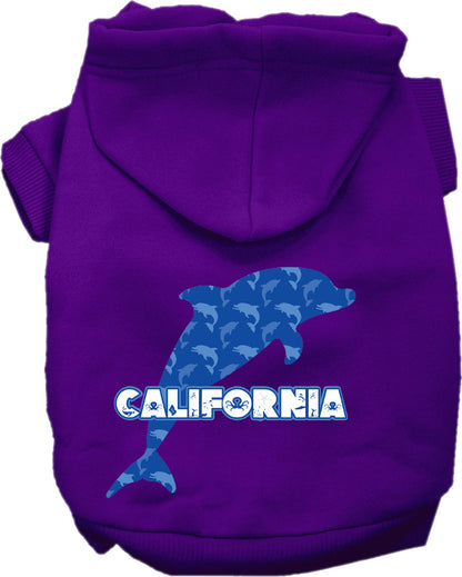 Sudadera con capucha serigrafiada para perros y gatos, para mascotas medianas y grandes (tallas 2XL-6XL), "California Blue Dolphins"