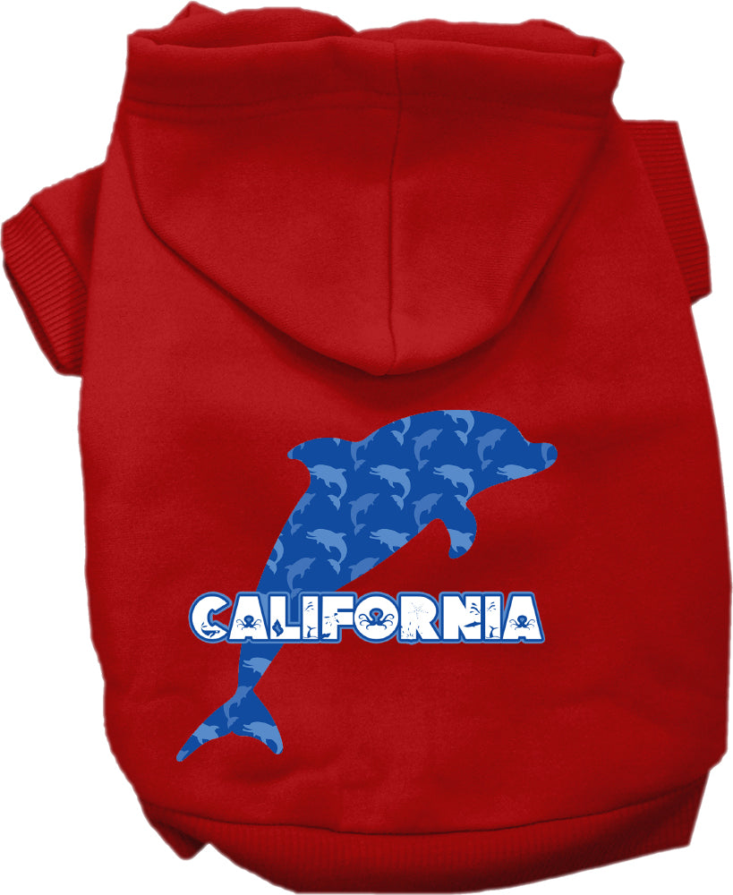 Sudadera con capucha serigrafiada para perros y gatos, para mascotas medianas y grandes (tallas 2XL-6XL), "California Blue Dolphins"