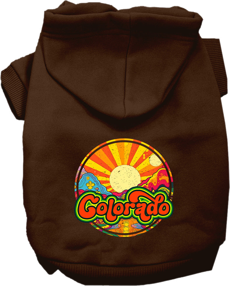 Pet Dog & Cat Screen Printed Hoodie for Small to Medium Pets (Sizes XS-XL), "Colorado Mellow Mountain"