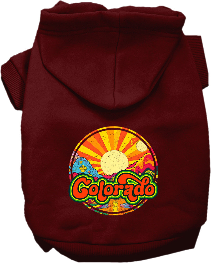 Pet Dog & Cat Screen Printed Hoodie for Small to Medium Pets (Sizes XS-XL), "Colorado Mellow Mountain"