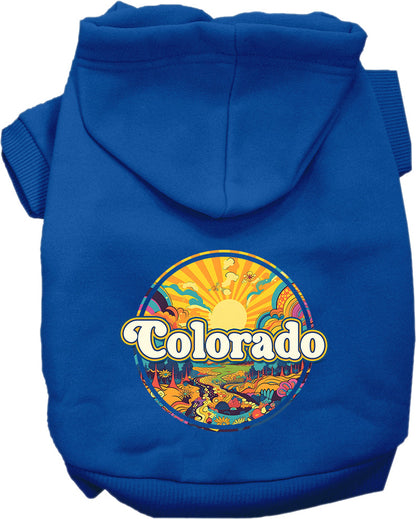 Pet Dog & Cat Screen Printed Hoodie for Medium to Large Pets (Sizes 2XL-6XL), "Colorado Trippy Peaks"