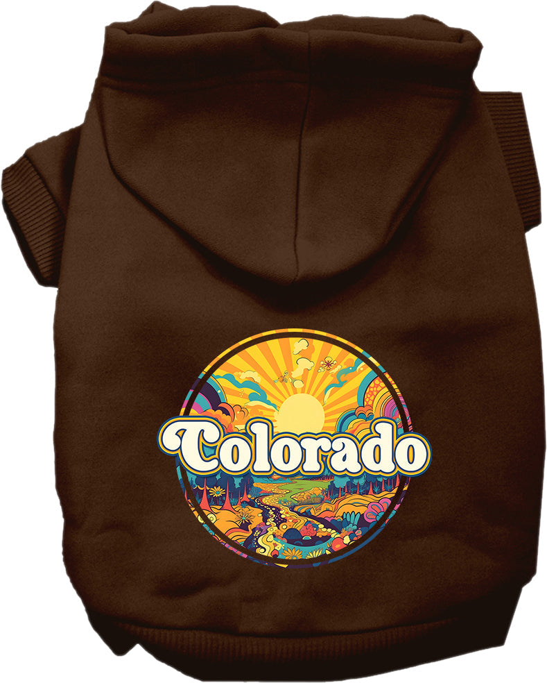 Pet Dog & Cat Screen Printed Hoodie for Medium to Large Pets (Sizes 2XL-6XL), "Colorado Trippy Peaks"