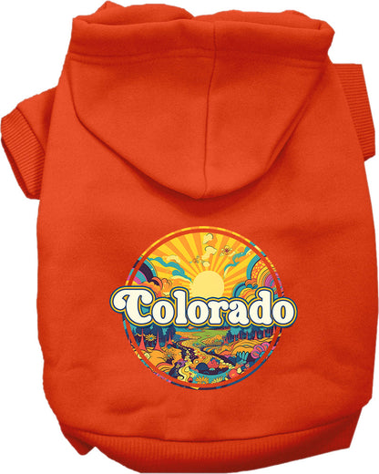 Pet Dog & Cat Screen Printed Hoodie for Medium to Large Pets (Sizes 2XL-6XL), "Colorado Trippy Peaks"