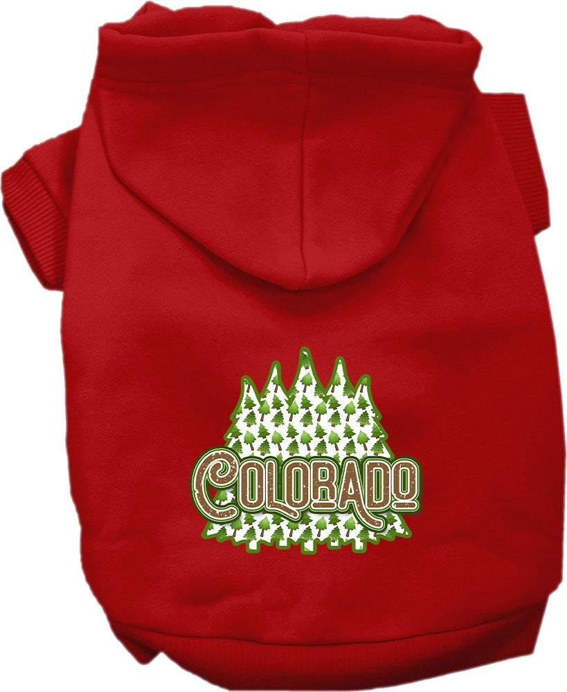 Pet Dog & Cat Screen Printed Hoodie for Small to Medium Pets (Sizes XS-XL), "Colorado Woodland Trees"