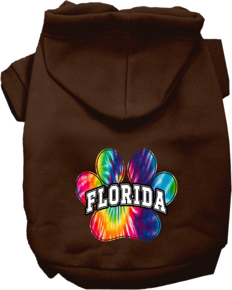 Sudadera con capucha serigrafiada para perros y gatos, para mascotas medianas y grandes (tallas 2XL-6XL), "Florida Bright Tie Dye"