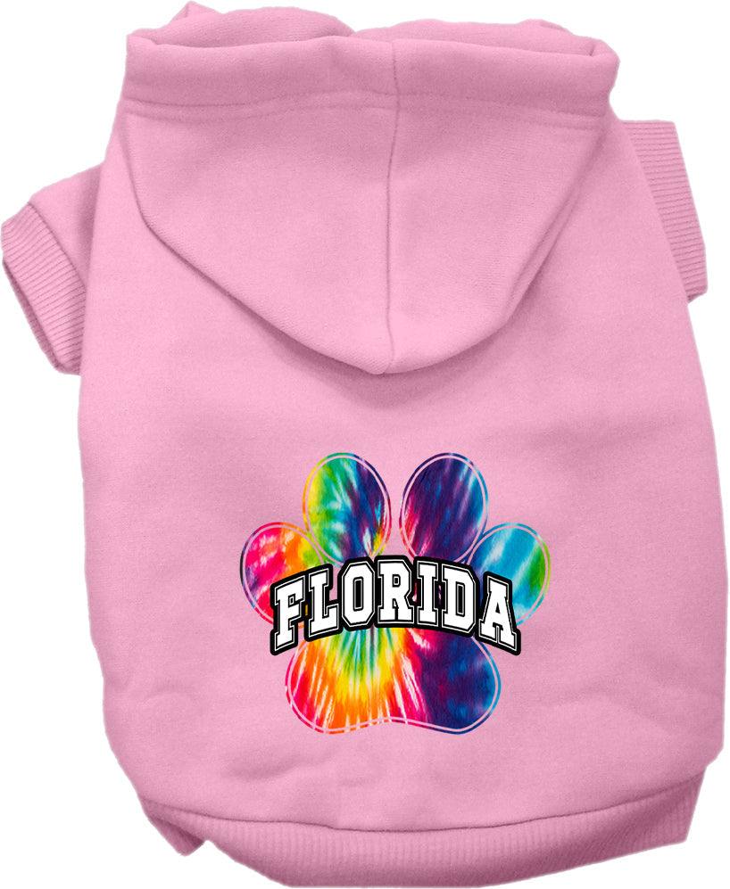 Pet Dog & Cat Screen Printed Hoodie for Medium to Large Pets (Sizes 2XL-6XL), "Florida Bright Tie Dye"