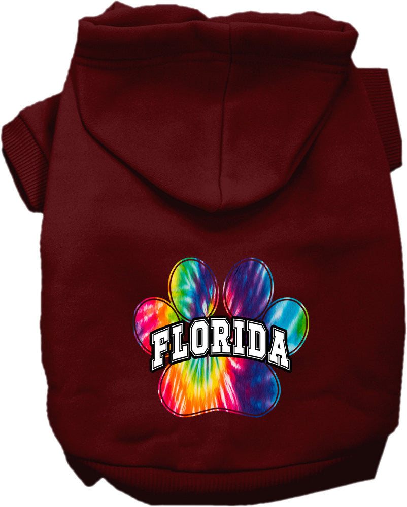 Sudadera con capucha serigrafiada para perros y gatos, para mascotas medianas y grandes (tallas 2XL-6XL), "Florida Bright Tie Dye"