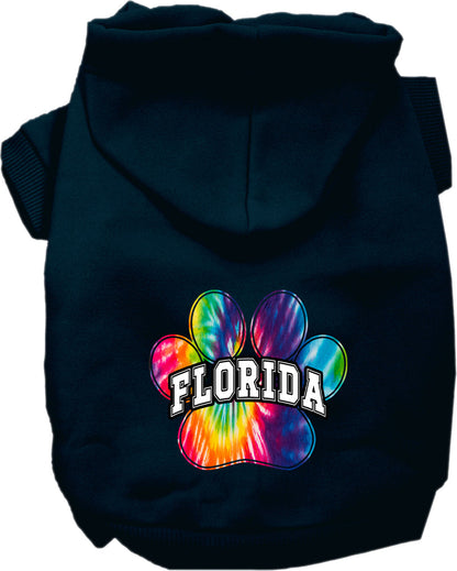 Sudadera con capucha serigrafiada para perros y gatos, para mascotas medianas y grandes (tallas 2XL-6XL), "Florida Bright Tie Dye"