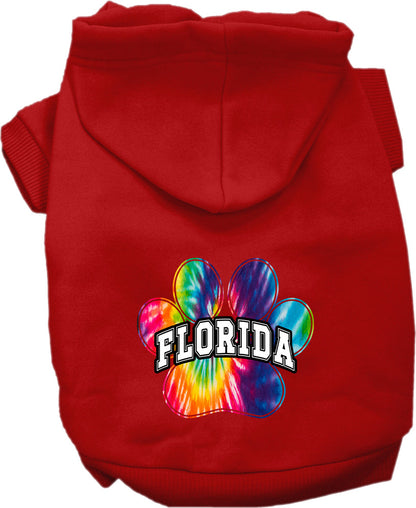 Sudadera con capucha serigrafiada para perros y gatos, para mascotas medianas y grandes (tallas 2XL-6XL), "Florida Bright Tie Dye"