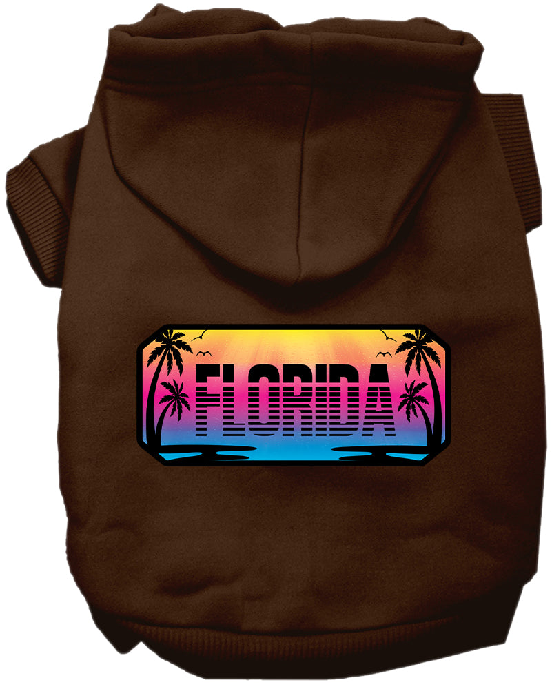 Sudadera con capucha serigrafiada para perros y gatos, para mascotas pequeñas y medianas (tallas XS a XL), "Florida Beach Shades"