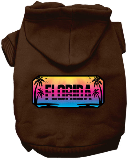 Pet Dog & Cat Screen Printed Hoodie for Small to Medium Pets (Sizes XS-XL), "Florida Beach Shades"