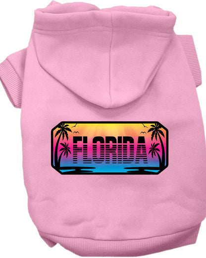 Pet Dog & Cat Screen Printed Hoodie for Small to Medium Pets (Sizes XS-XL), "Florida Beach Shades"