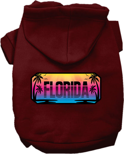 Sudadera con capucha serigrafiada para perros y gatos, para mascotas pequeñas y medianas (tallas XS a XL), "Florida Beach Shades"