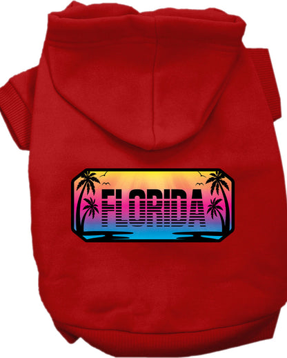 Sudadera con capucha serigrafiada para perros y gatos, para mascotas pequeñas y medianas (tallas XS a XL), "Florida Beach Shades"