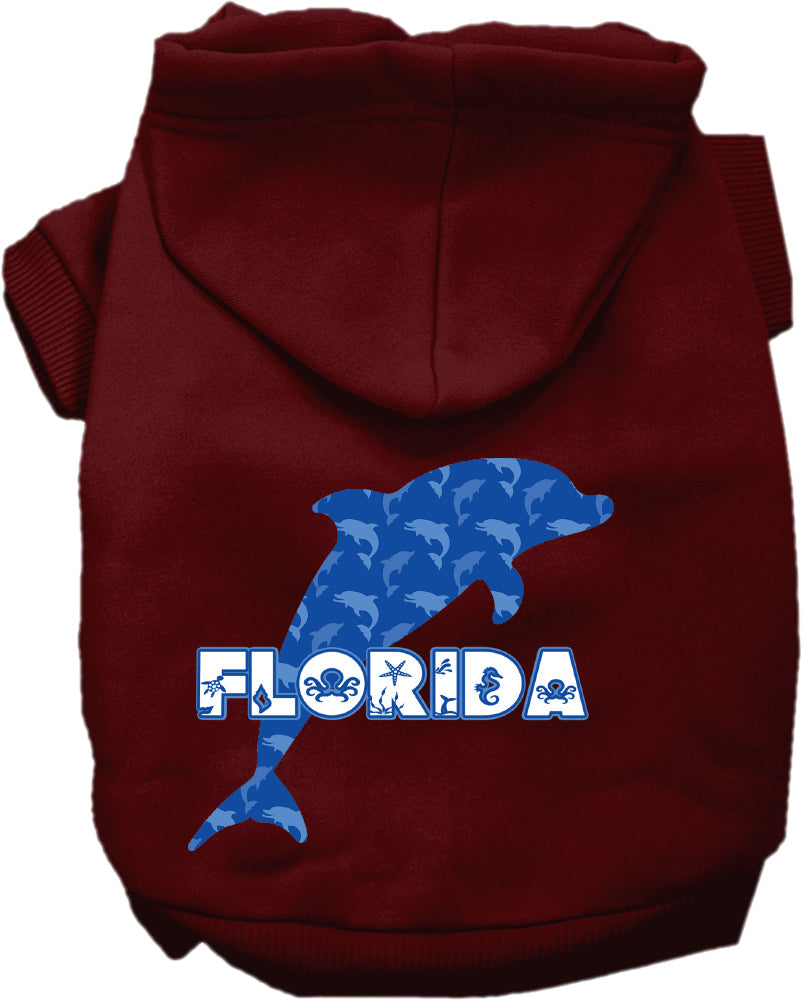 Pet Dog & Cat Screen Printed Hoodie for Medium to Large Pets (Sizes 2XL-6XL), "Florida Blue Dolphins"