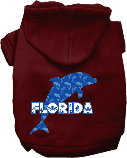 Sudadera con capucha serigrafiada para perros y gatos, para mascotas medianas y grandes (tallas 2XL-6XL), "Florida Blue Dolphins"