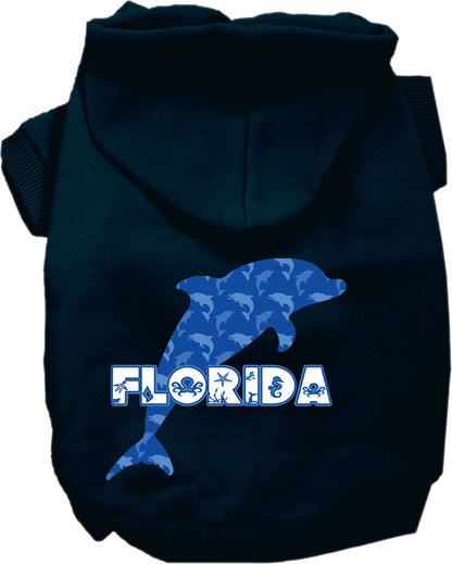 Sudadera con capucha serigrafiada para perros y gatos, para mascotas medianas y grandes (tallas 2XL-6XL), "Florida Blue Dolphins"