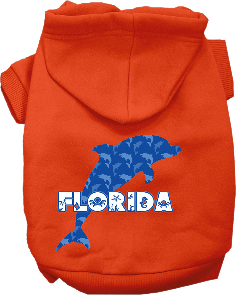 Sudadera con capucha serigrafiada para perros y gatos, para mascotas medianas y grandes (tallas 2XL-6XL), "Florida Blue Dolphins"