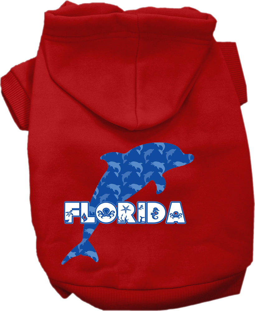 Sudadera con capucha serigrafiada para perros y gatos, para mascotas medianas y grandes (tallas 2XL-6XL), "Florida Blue Dolphins"