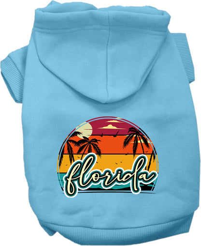 Sudadera con capucha serigrafiada para perros y gatos, para mascotas medianas y grandes (tallas 2XL-6XL), "Florida Retro Beach Sunset"