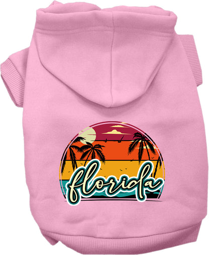 Sudadera con capucha serigrafiada para perros y gatos, para mascotas medianas y grandes (tallas 2XL-6XL), "Florida Retro Beach Sunset"