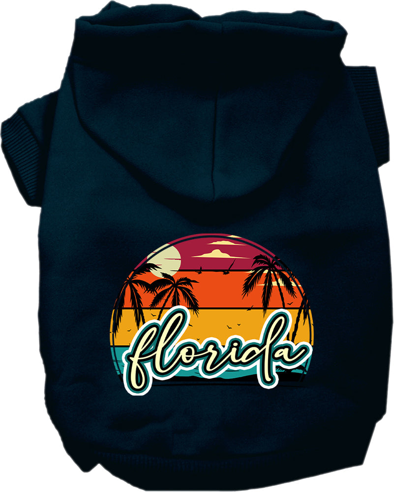 Pet Dog & Cat Screen Printed Hoodie for Medium to Large Pets (Sizes 2XL-6XL), "Florida Retro Beach Sunset"