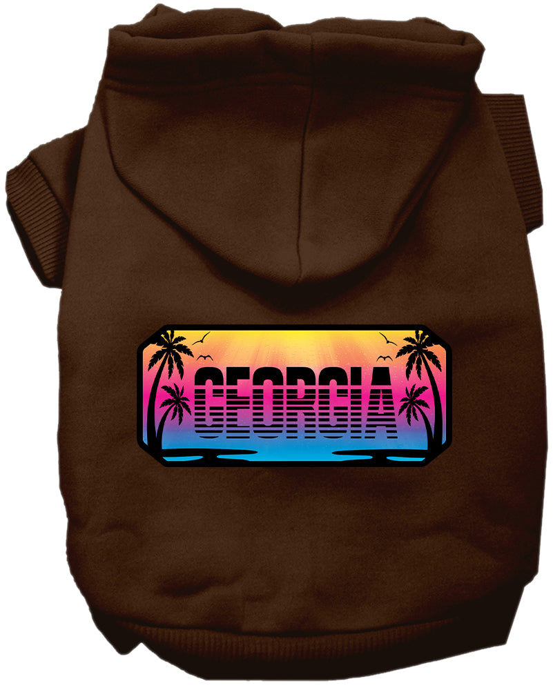 Pet Dog & Cat Screen Printed Hoodie for Medium to Large Pets (Sizes 2XL-6XL), "Georgia Beach Shades"