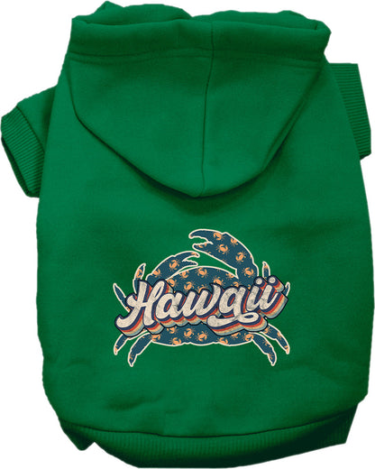 Sudadera con capucha serigrafiada para perros y gatos, para mascotas pequeñas y medianas (tallas XS a XL), "Hawaii Retro Crabs"