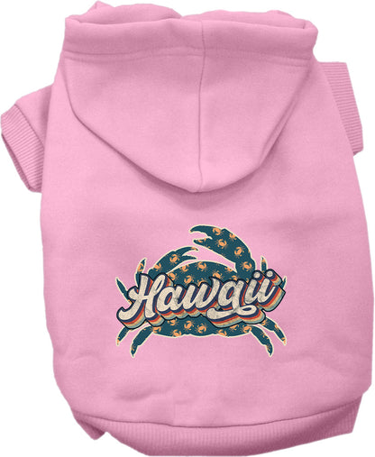 Sudadera con capucha serigrafiada para perros y gatos, para mascotas pequeñas y medianas (tallas XS a XL), "Hawaii Retro Crabs"