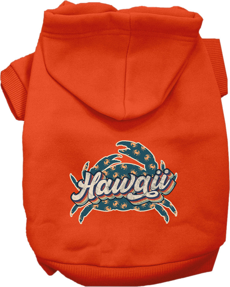 Pet Dog & Cat Screen Printed Hoodie for Small to Medium Pets (Sizes XS-XL), "Hawaii Retro Crabs"