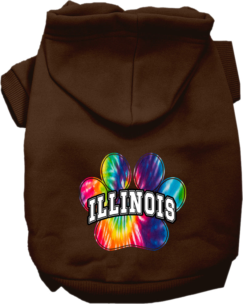 Sudadera con capucha serigrafiada para perros y gatos, para mascotas medianas y grandes (tallas 2XL-6XL), "Illinois Bright Tie Dye"