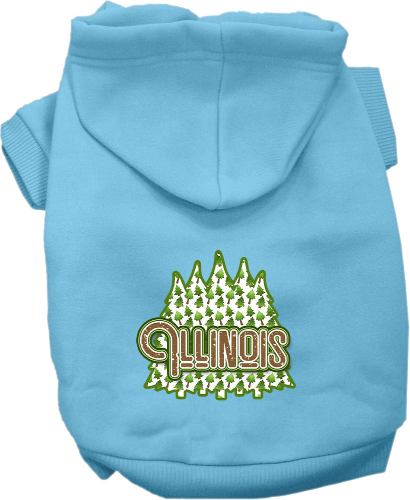 Sudadera con capucha serigrafiada para perros y gatos, para mascotas medianas y grandes (tallas 2XL-6XL), "Illinois Woodland Trees"