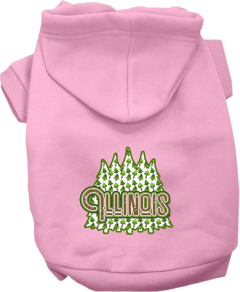 Sudadera con capucha serigrafiada para perros y gatos, para mascotas medianas y grandes (tallas 2XL-6XL), "Illinois Woodland Trees"