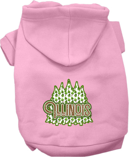 Sudadera con capucha serigrafiada para perros y gatos, para mascotas medianas y grandes (tallas 2XL-6XL), "Illinois Woodland Trees"